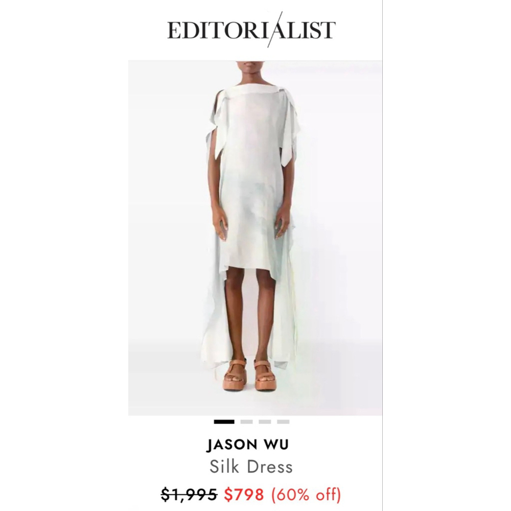 NWT Jason Wu Collection (Luxury Collection) White Silk Asymmetrical Dress S